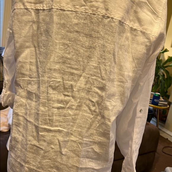 1XLx 100% Linen shirt long sleeve adjustable button down the front - Picture 2 of 6